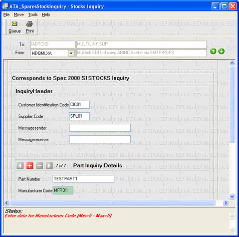 XML message entry and display screens fully integrated with the Multilink EDI SPEC2000 application.